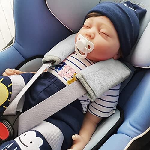 Car Seat Strap Covers for Baby Kids, Seat Belt Covers Strap Pads Cushion for boy Girl, Protect Neck and Shoulder rubbing, Anti-Slip Design, Universal for Stroller/Carrier/Pushchair Grey — view 2