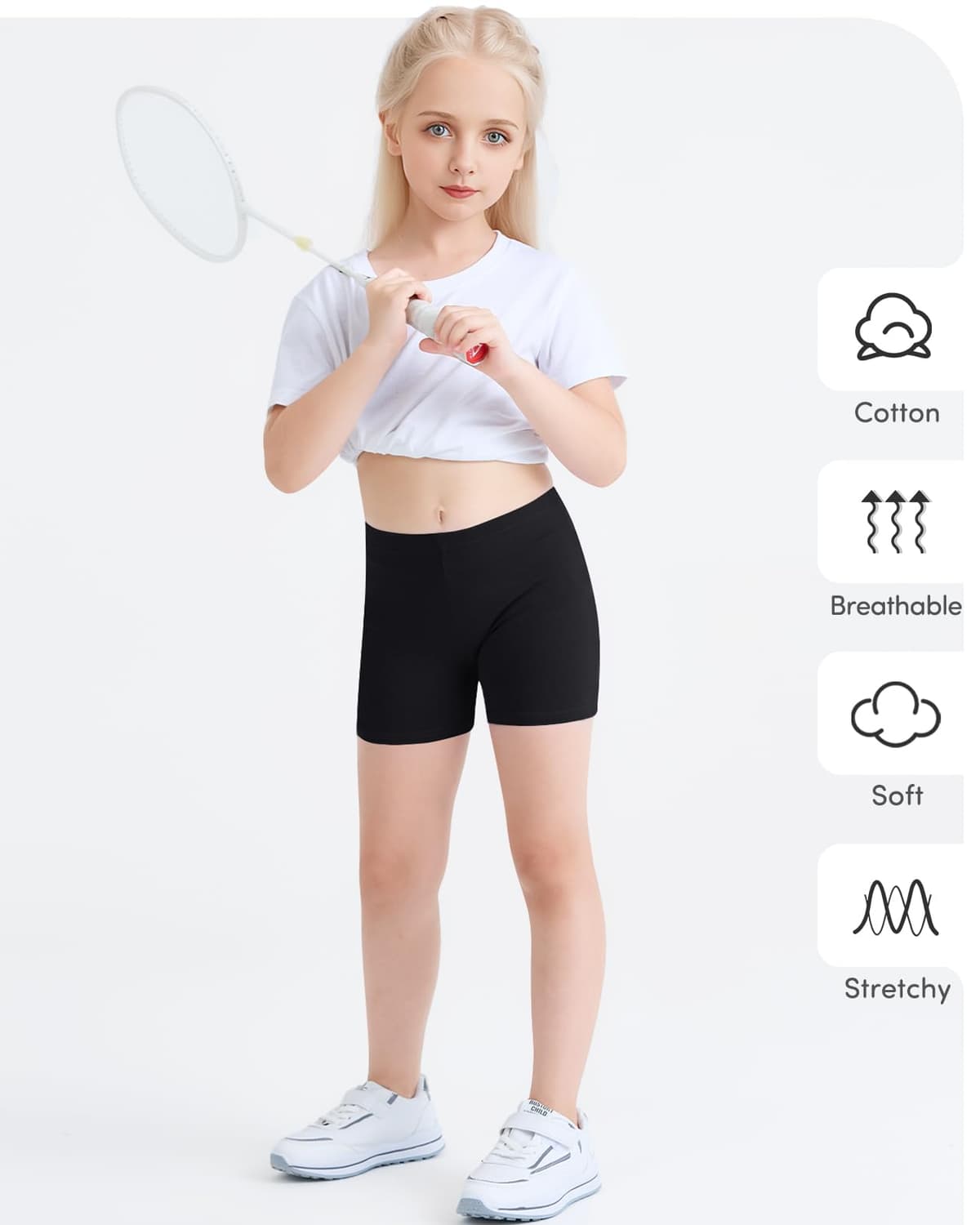 Domee Shorts Pantalones Cortos Leggings Deporte Verano Algodón Niñas 3 Pack — view 3