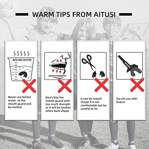 AITUSI 5 Pack Kids Youth Mouth Guard for Sports, Boys Girls Mouthguard for Football Boxing MMA Lacrosse Basketball Hockey Wrestling — view 5