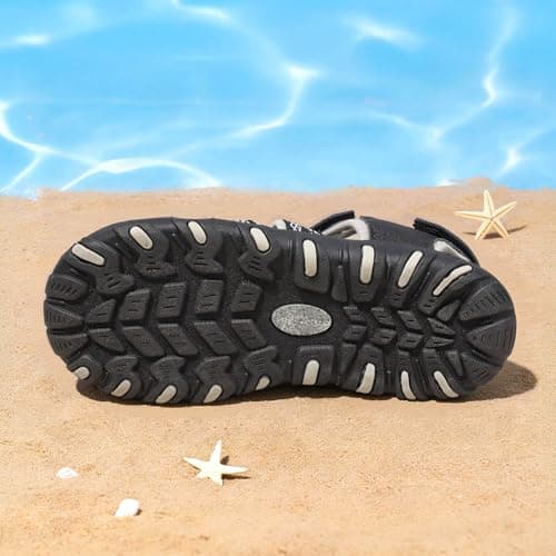 DREAM PAIRS Kids Sandals Toddler Girls & Boys Summer Outdoor Athletic Sport Sandals for Toddler/Little Kids/Big Kids,Size 1 Little Kid,Black/Grey,171111-K — view 2