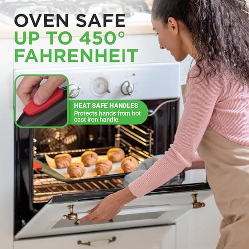 NutriChef 3‑Piece Nonstick Cookie Sheets – Carbon Steel Baking Sheet Set with Non Stick Coating & Red Silicone Handles – Oven Pans for Family Baking — view 4