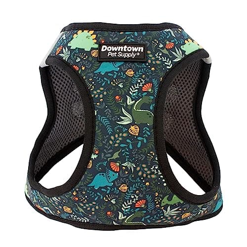 Downtown Pet Supply Step in Dog Harness No Pull, X-Large, Dinosaur - Adjustable Harness with Padded Mesh Fabric and Reflective Trim - Buckle Strap Harness for Dogs