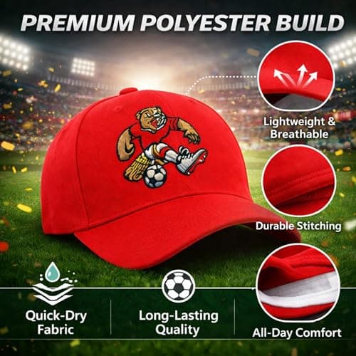 Painted Hills Canada Vancouver 2026 World Cup Soccer Adjustable Fan Cap - Embroidered Beaver – Unisex, six-Panel hat (Red) — view 4