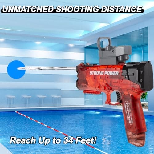 Electric Water Gun for Adult & Kid, Most Strongest Water Pistol Long Range 28-32 FT, Powerful High Powered Automatic Classic Squirt Gun, Swimming Pool Outdoor Toy Game Boys Gift — view 2