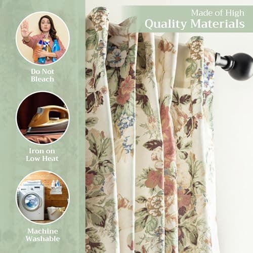 Maison d' Hermine Curtains for Living Room 100% Cotton 96 inch Length Two Panel Light Filtering Curtains for Windows with Rod and Loop Pockets Spring Summer (Abbeville, 50" W x 96" L) — view 2