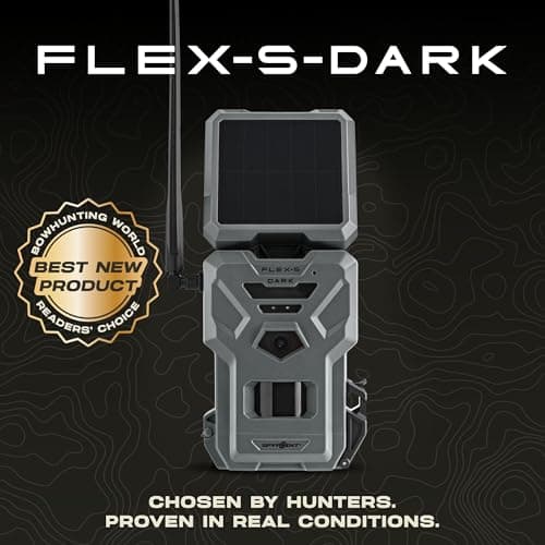 SPYPOINT Flex-S-Dark Solar Cellular Trail Camera – Built-in Solar Panel, 40MP Photos, 1080p Videos + Sound, No-Glow Game Camera, Night Vision, Motion Activated Trail Cam