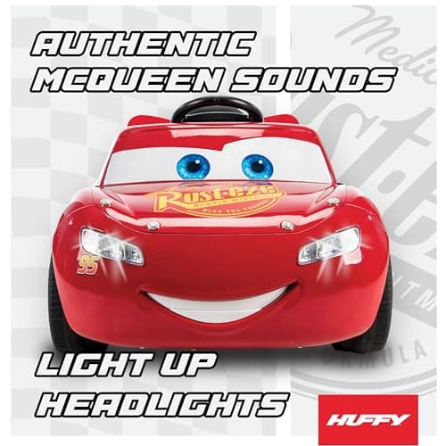 Huffy Lightning McQueen 6V Ride-On Toy Car with Headlights & Engine Sounds, Foot Pedal Drive, up to 2.5 MPH, Ages 3-7 — view 2