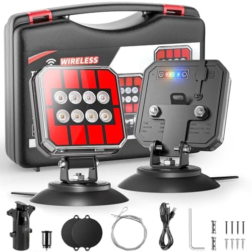 Wireless Trailer Lights Magnetic, 110° Rotatable Wireless Trailer Lights Kit, Portable LED Trailer Light for Towing Trucks Boat RV Camper, IP67 Waterproof, Sufficient Brightness