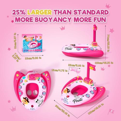 AZDYJL Kids Pool Floats with Water Gun, Pirate Ship Toddler Inflatable Pool Toys for Kids Age 3-8 Years Old, Summer Outdoor Water, Beach, Swimming Pool Toys Gift for Girls and Kid