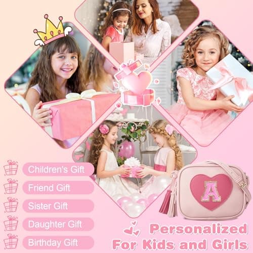 Birthday Gifts for 2 3 4 5 6 7 8 9 10 Year Old Girl,Cute Little Girl Purse Toddler Purse for Kids Wallet,Small Initial Shoulder Crossbody Bag,Personalized Christmas Gift for Daughter Baby(Pink,A) — view 6