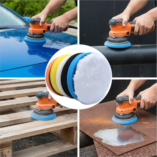 6Pcs 6.3inch (160mm) Buffing Car Polishing Pads Set, Suitable for 6 Inch Backboards, Including Sponge and Wool Pads for Car Buffer Polisher, Polishing and Waxing (6.3 inches) — view 4