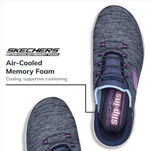 Skechers Women's Summits Hands-Free Slip-Ins – Memory Foam Insole, Heel Pillow, Vegan Materials Sneaker, Navy Purple, 5 — view 4