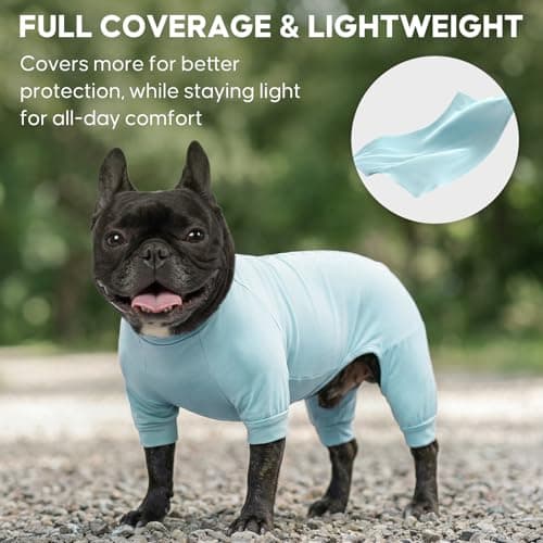 KYEESE UV Protection Dog Shirt, UPF 50+ Cooling Summer Jumpsuit for Small Dogs, Breathable Reflective Shedding Control Dog Sun Shirts, Quick-Dry Dogs Onesie Puppy Clothes, Blue, S — view 4
