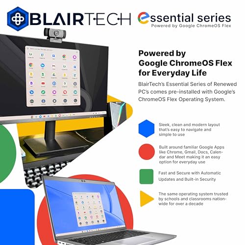 Blair Tech Desktop Computer PC – Essential Series – Intel Core i5, 8GB RAM, 128GB SSD, WiFi 6, Bluetooth, HDMI & DisplayPort – Powered by Google ChromeOS Flex Operating System (Renewed) — view 2
