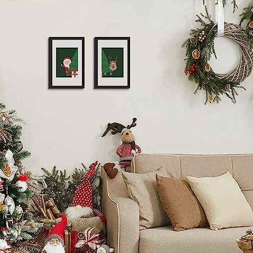 upsimples 8x12 Picture Frame Set of 5, Display Pictures 6x8 with Mat or 8x12 Without Mat, Wall Gallery Photo Frames, Black — view 5