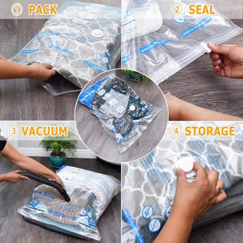 Vacuum Storage Bags 7 Jumbo, Space Saver Sealer Bags,Plastic Packaging Bags,Compression Bags for Clothes, Pillows, Comforters, Blankets, Bedding — view 2