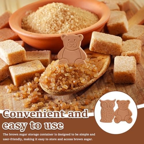 2PCS Brown Sugar Saver, Brown Sugar Bear, Reusable Terracotta Browns Sugars Keeper, Natural Moisture Control Disc to Keep browns sugars Soft, Kitchen Pantry Storage Container (A) — view 5