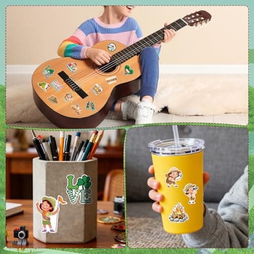 Vemfare Cute Girl Camping Stickers -100 Pcs Cartoon Girl Stickers, Travel Vinyl Waterproof Decals for Scrapbook Water Bottle Skateboard Laptop Journal, Party Favor Decor Supplies — view 4