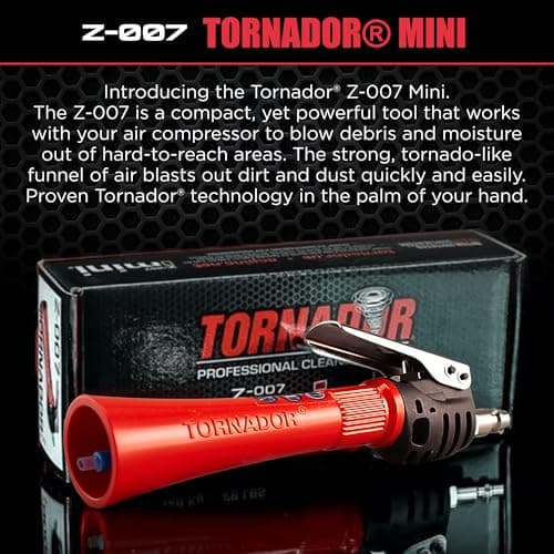 Tornador Z-007 Mini | Compact High-Pressure Car Cleaning Tool | Ergonomic Design Speeds Up Interior Detailing | Works with Air Compressor | Powerful & Portable — view 3