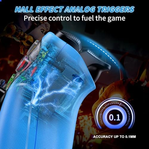Gamrombo LED Wireless Controller for PS5, Compatible with PS5 Pro/Slim/PC, Dual Vibration, Macro/Turbo Function, 3.5mm Audio Jack - Blue — view 3