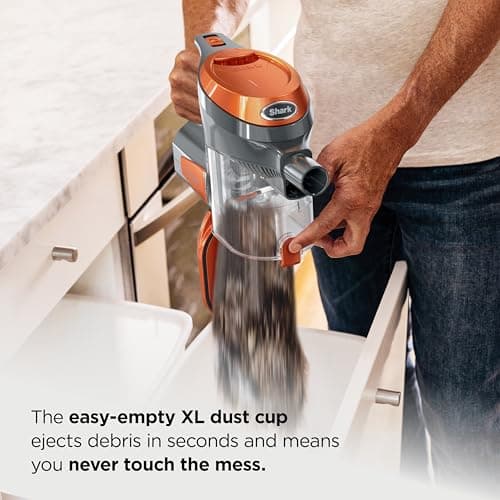 Shark Rocket Ultra-Light | Corded Stick Vacuum Cleaner for Carpet, Rugs & Hard Floors | Lightweight Hand Vacuum for Pet Hair & Upholstery | Swivel Steering | 2 Attachments | Gray/Orange | HV301 — view 6