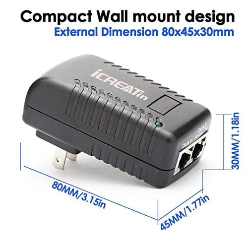 iCreatin Wall Plug POE Injector with 48v Power Supply 802.3af for Most Cisco/Polycom/Aastra Phones and More — view 5