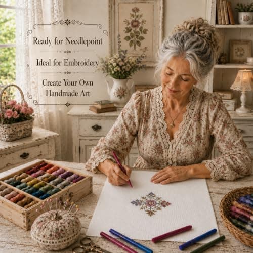 Mono Deluxe Needlepoint Blank Canvas 13 Mesh Cotton White 19" x 17" — view 2