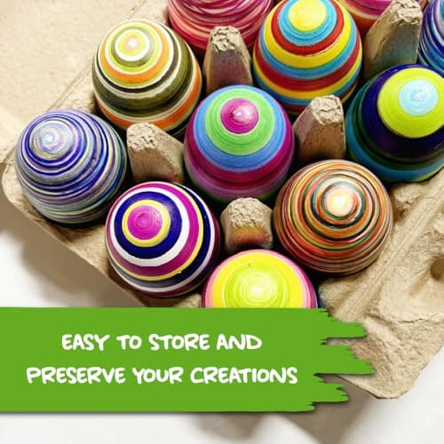 The Eggmazing Egg Decorator White Wooden Eggs - for Easter Egg Decorating, Arts and Crafts - Matte White Eggs Specifically Designed to be Used with All Eggmazing Egg Decorators (6 Pack), Ages 3 and Up — view 4