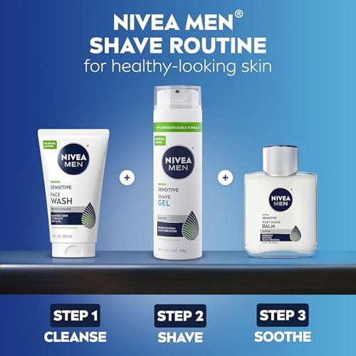 NIVEA MEN Sensitive Shave Gel, Shaving Gel for Men with Sensitive Skin, Enriched with VitaminPro Complex, 7 Oz Can, Pack of 3 — view 8