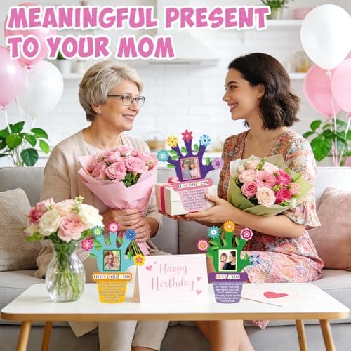 24 Sets Mothers Day Crafts for Kids Mother's Day Hand Picture Frame DIY Craft Kits Make Your Own Handprint Flower Pot Keepsake with Flower Stickers for Mom Gifts Spring Party Classroom Home Activities — view 4