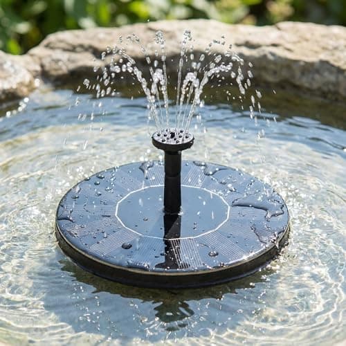 Solar Fountain for Bird Bath, 13cm Floating Solar Bird Bath Fountain Small Sprinkler Outdoor Decor Mini Birdbath Water Pump for Outside Garden Fish Tank Backyard Pool and Patio Decoration — view 3