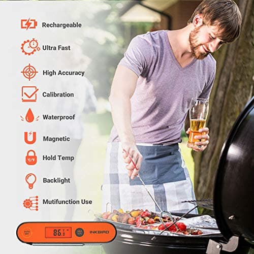Inkbird Instant Read Meat Thermometer IHT-1P, Digital Waterproof Rechargeable Food Thermometer with Calibration, Magnet, Backlight for Cooking, Grill, Smoker, Kitchen, Turkey — view 7