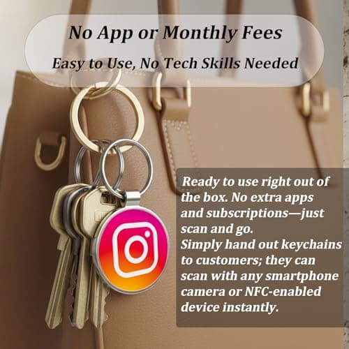 Smart Keychain for Reviews & Social Media - No App Needed, Metal Epoxy Key Tag with QR Code & NFC for Business Promotion,Compatible With Instagram (Tag-ins) — view 4