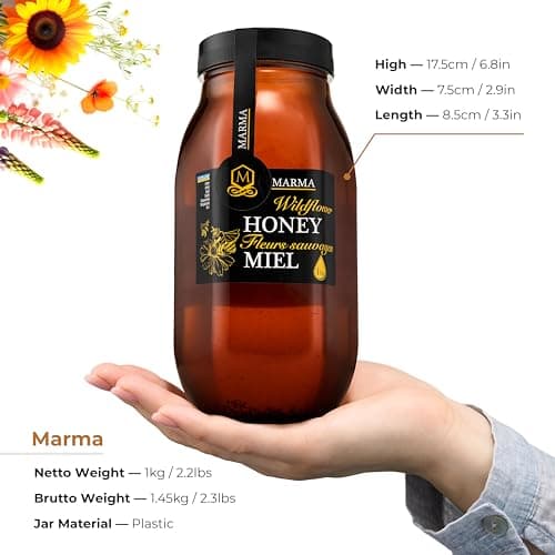 HONIGMA Marma Wildflower Honey | Authentic Raw Honey from Ukraine | 100% Pure, Unpasteurized & Fully Crystallized | 1000g/35.2oz | Naturally Solid Texture | Pack of 1 — view 5