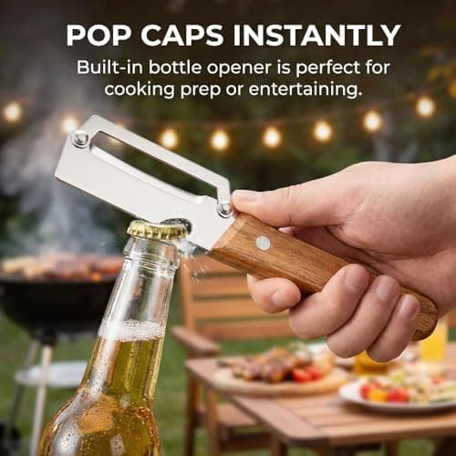 Vegetable Peeler for Kitchen, 2026 New Multi-Functional Vegetable Peeler with Wooden Handle and Bottle Opener, 2-in-1 Stainless Steel Kitchen Tool For Vegetables or Fruits (1 Pcs) — view 6