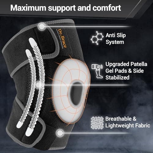DR. BRACE ELITE Knee Brace with Side Stabilizers & Patella Gel Pads for Maximum Knee Pain Support and fast recovery for men and women-Please Check How To Size Video (Mercury, Medium) — view 2