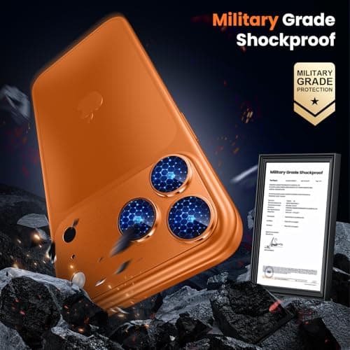 WSKEN for iPhone 17 Pro Max Camera Lens Protector - [Military Grade Shatterproof] [Strong Adhesion] Metal Aluminum Alloy Tempered Glass Camera Screen Protector, Orange Titanium — view 3