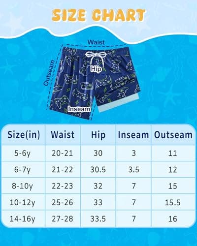 APTRO Boys Swim Trunks with Zipper Pockets & Compression Liner Quick Dry 2 in 1 Beach Shorts, Game Blue, 8-10 Years — view 6