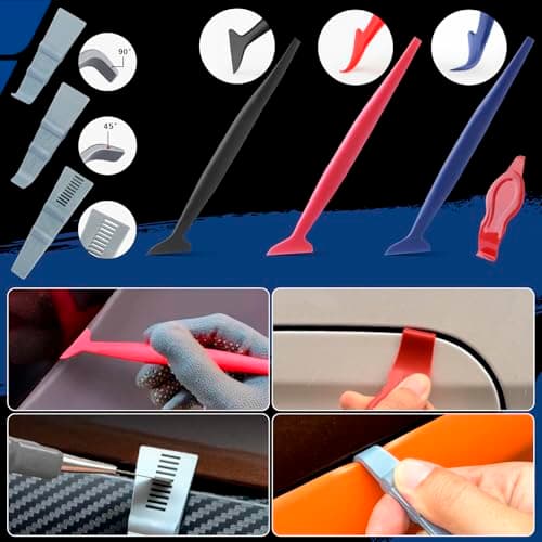 Arayker Car Wrap Tool Kit Vehicle Wrapping Tools Vinyl Wrap Applicator Tool Kit Window Tint Tools with Gloves & Vinyl Wrap Magnetic Holder for Car Wrapping, Window Tinting — view 3