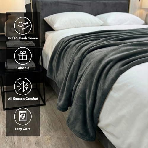 Americanflat 50x60 Fleece Throw Blanket - Soft and Breathable Throw Blanket for Couch, Bed, Chair - Fleece Blankets Perfect for Home, Bedroom, or Outdoor Use - Gray — view 4
