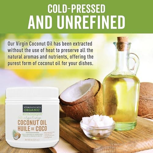 Viva Naturals Organic Virgin Coconut Oil, 32 fl oz (946 mL) – Coconut Oil for Hair, Skin, Cooking & Baking – Cold-Pressed, Unrefined & Non-GMO – Keto & Paleo Certified – BPA-Free Jar — view 5