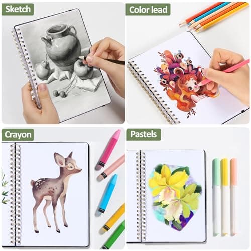 Forvencer 2 Pack Blank Spiral Notebook, 8"x 5.6"Hardcover Sketch Book — view 6