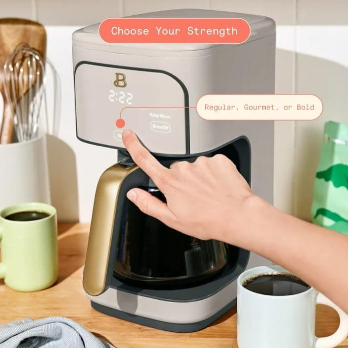 Beauti Coffee Maker 12 cup Programmable, Brewing Versatility, Advanced Programming, 1200 W, Keep Warm mode (Porcini Taupe) — view 4