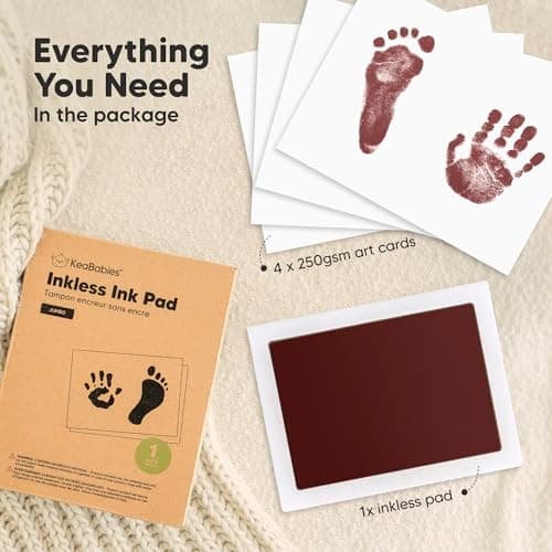 1pk Inkless Baby Hand and Footprint Kit, Mess Free Ink Pad (Auburn, J) — view 2