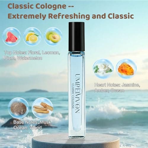 Umpeimvon 3 Pack Unisex Cologne for Men Women Cologne Perfume Oil Roll On, Classic, Sandalwood, Agarwood, Travel Size 0.33 fl.oz