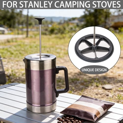 2-Pack Silicone French Press Coffee Makers compatible with Stanley Classic Stay-Hot French Press Coffee Maker 48 oz , french press coffee maker for Stanley Camping Stoves ,coffe press (Black, 2)
