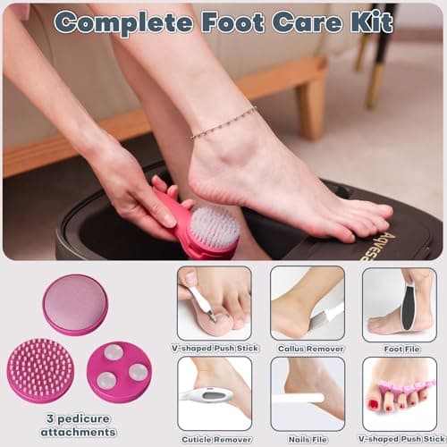 Aqvesane Collapsible Foot Bath with Remote Control, Foot Spa Bath Massager with Heat, Bubble, Temperature Control, 3 Pedicure Attachments, Foot Soaking Tub for Tired Feet — view 3