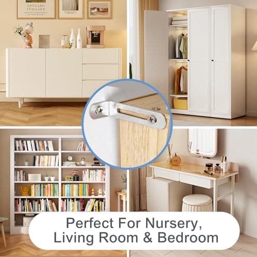 12 Pack Baby Proofing Anti Tip Furniture Anchors Kit - Heavy Duty Steel Wall Anchors for Dresser, Cabinet, Bookcase, Earthquake Safety & Pet Proofing in Nursery, Living Room（Silver） — view 5