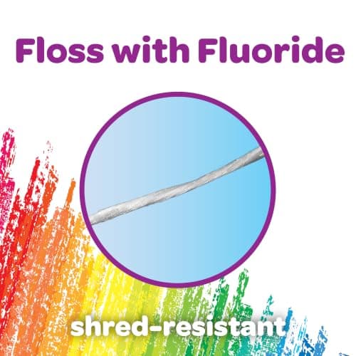 GUM Crayola Kids' Fluoride Coated Flosser Picks, Helps to Prevent Cavities Between Teeth, Grape Flavoured, Colours: Blue, Green, Pink, 75 Flossers (1 Bag) — view 5