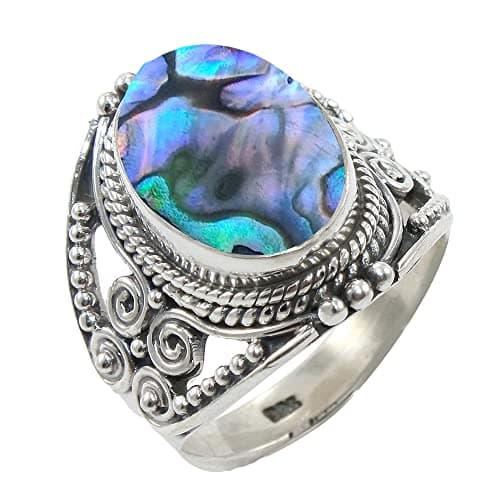 Fine Sterling Silver Ring For Women &s Abalone Shell Ring Sterling Silver Minimalist Ring Bezel Set Gemstone Ring